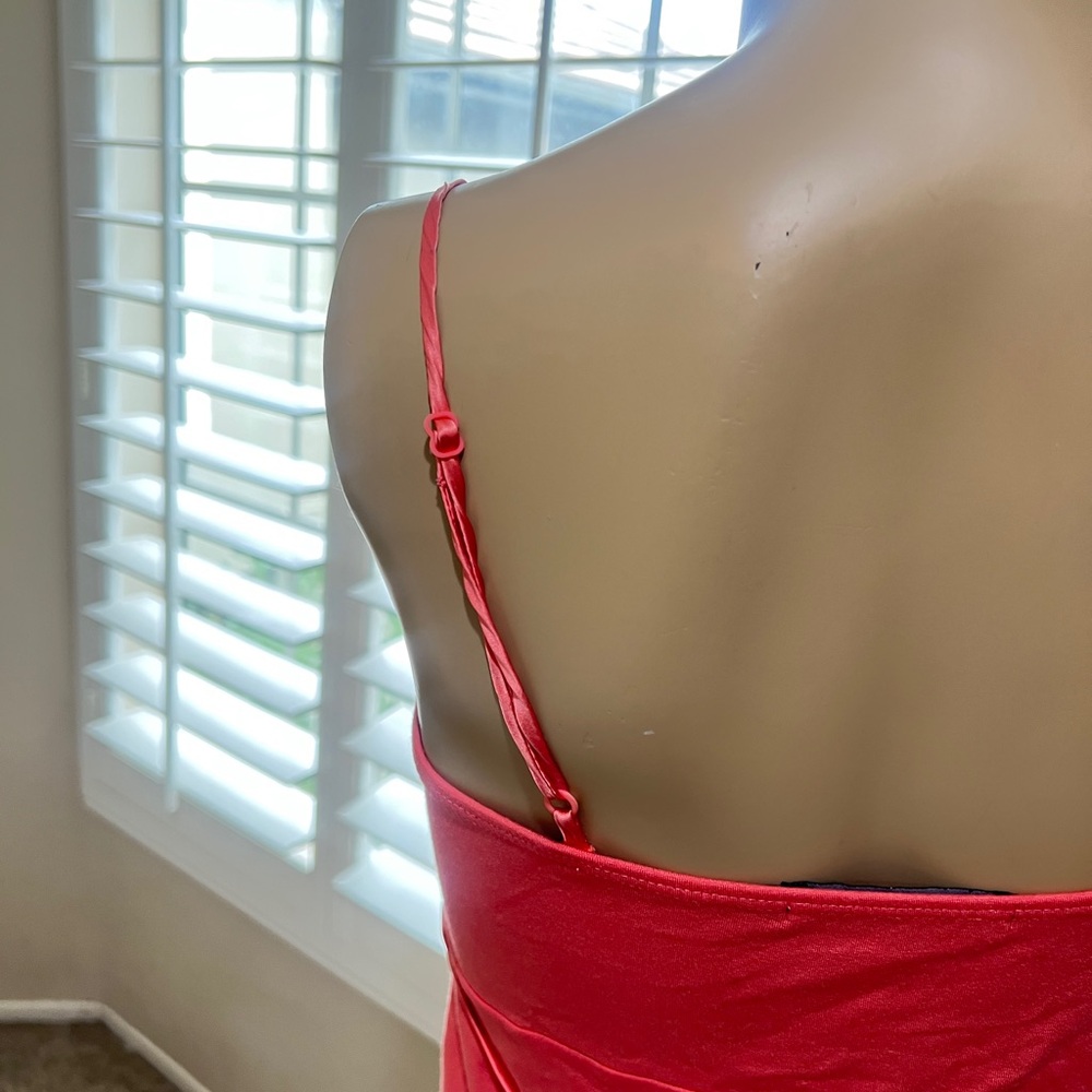 Y2k Milkmaid jersey tie front belt strap Orange summer cami tank blouse fairy xs - Picture 9 of 13